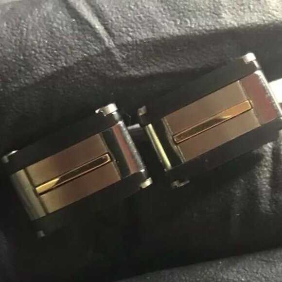 Dolan Bullock Geneva Cufflinks with Box Stainless Steel Titanium 18k Gold NWT